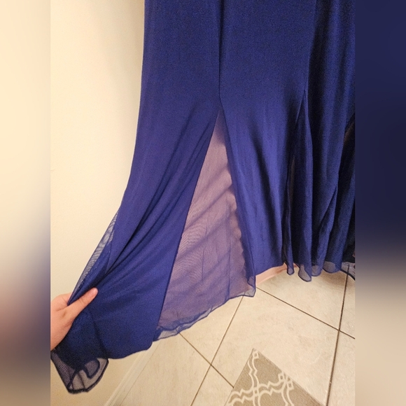 Royal Blue Plus Size S 20 Long Sleeves Long Prom Evening Dress Mother Bride - Picture 8 of 10